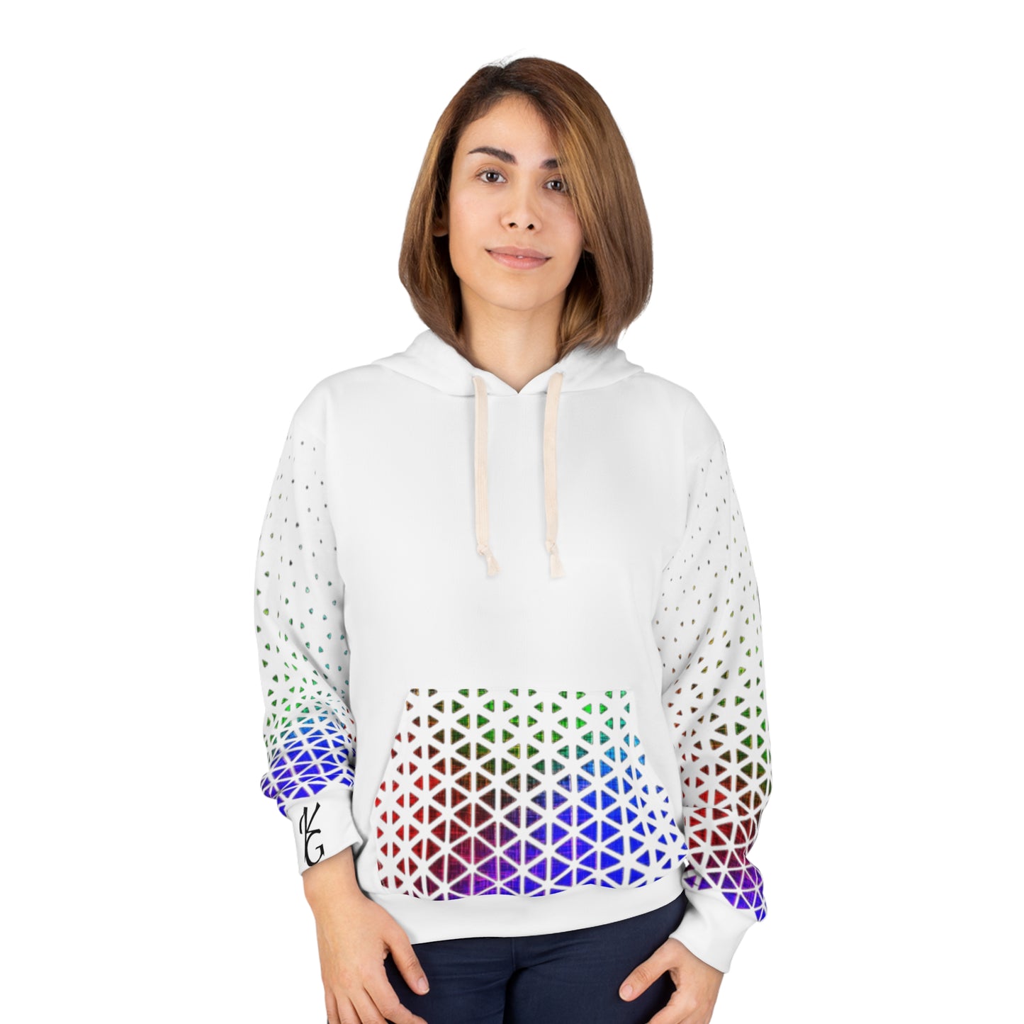 Ladies Pullover Hoodie (Triangle Color Pattern)
