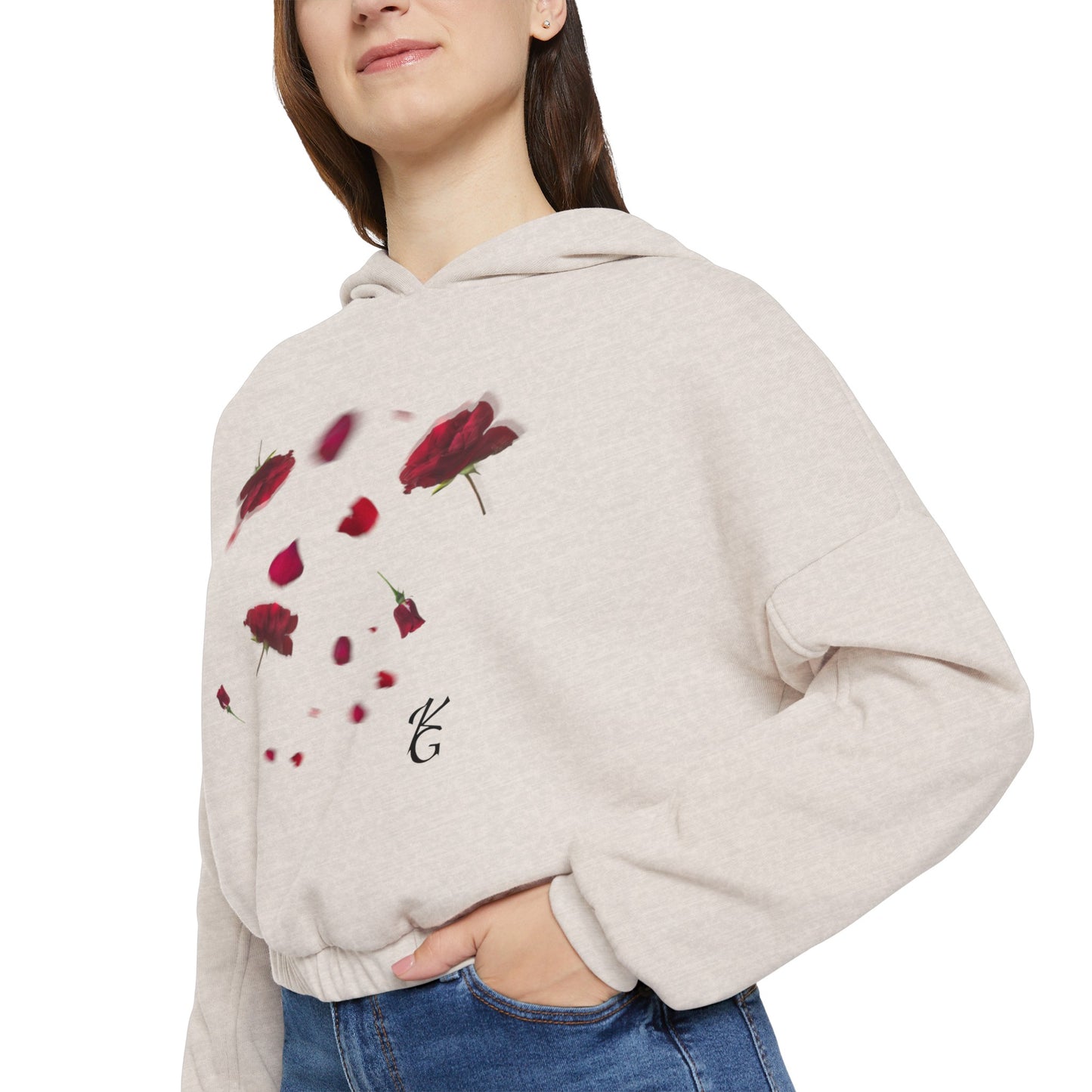 Women's Cinched Bottom Hoodie (Roses)
