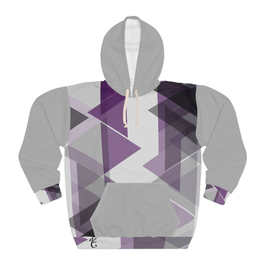 Pullover Hoodie Purple & Gray Pattern(AOP)