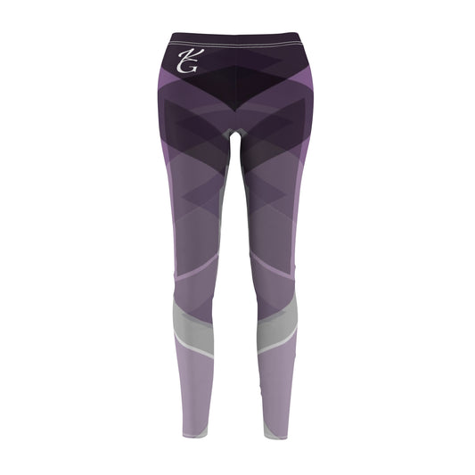 Women's Cut & Sew Casual Leggings Purple & Gray Pattern(AOP)